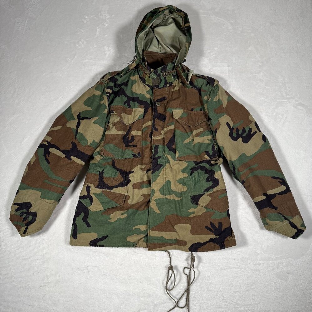 US Military M65 Field Jacket & Liner Men Size S Short Camo Cold Weather Coat VTG